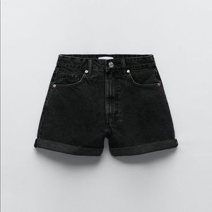 Zara Mom Denim Shorts in Black Size 8